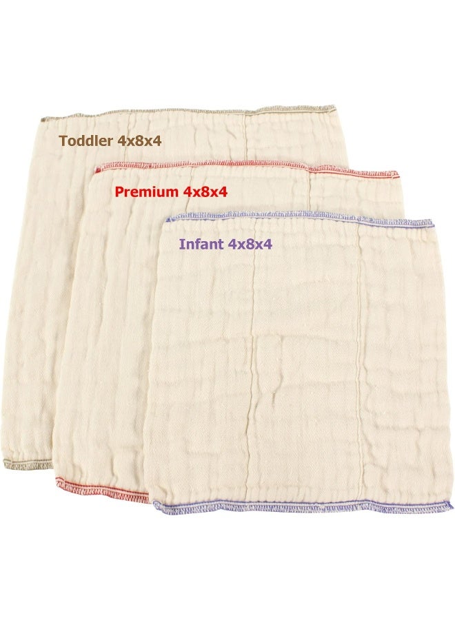 OsoCozy Better Fit Unbleached Prefolds - Baby Cloth Diaper Prefolds Made Of 100% Indian Cotton - Diaper Service Quality (DSQ) {Premium 4x8x4 Fits 14-30 lb.} - Dozen - Image 5